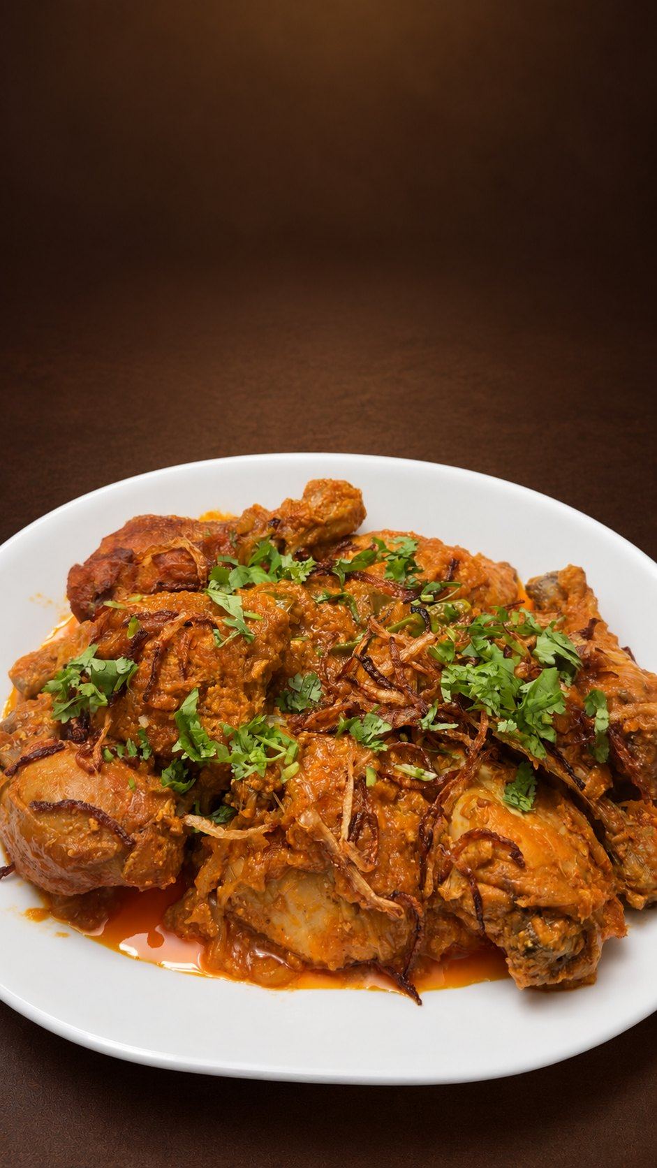 Chicken roast with fried onions and coriander